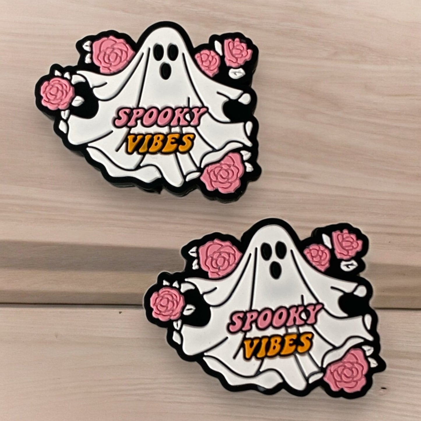 h920-  "Ghost Spooky Vibes" Silicone Focal Bead (1 Count) (