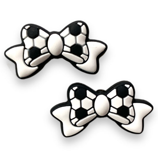 X241 - Soccer Bow  Focal (1 Count) Bead Silicone