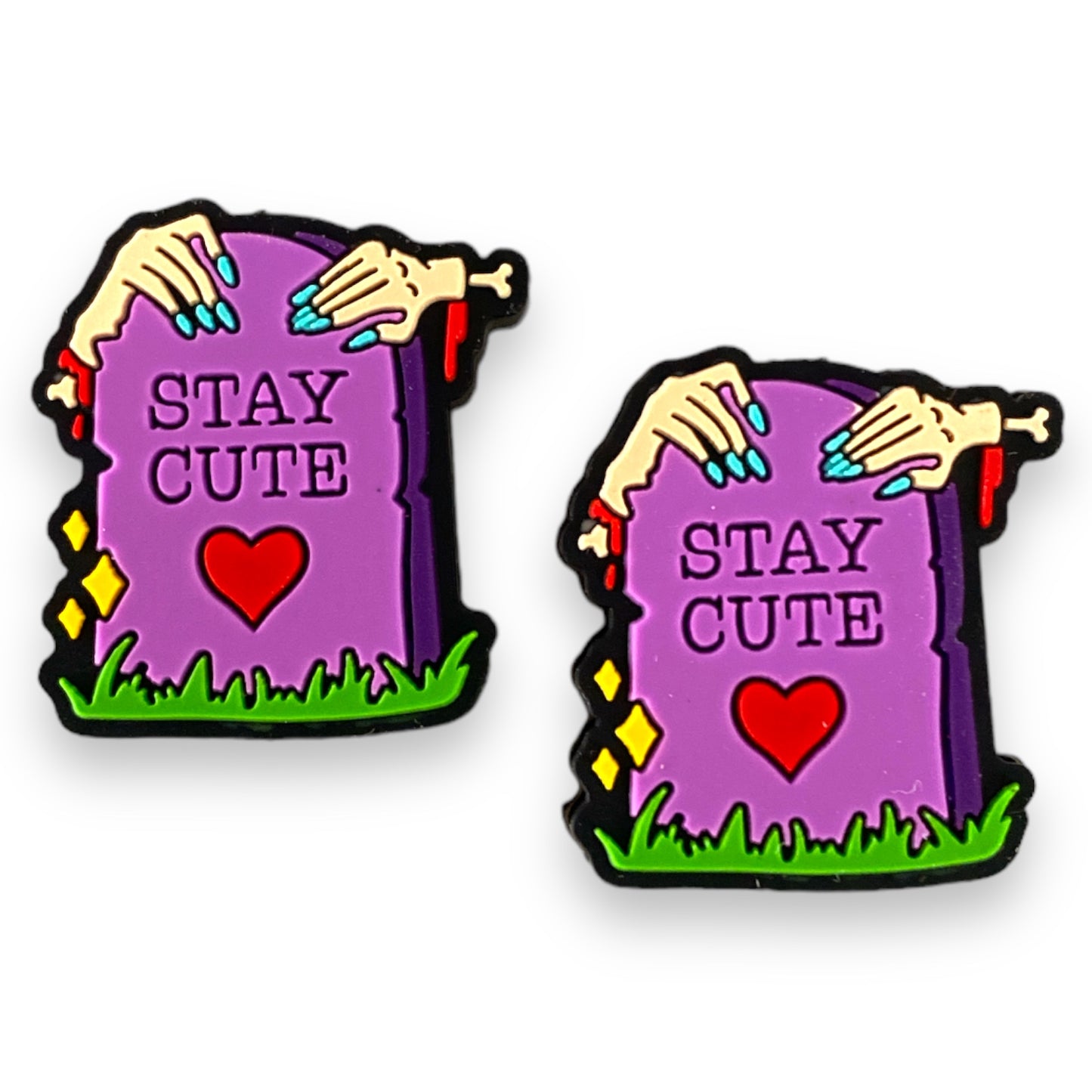 h983- Stay Cute (RIP)  Silicone Focal Bead (1 Count)