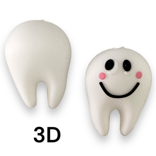 T96-  Tooth 3D Silicone Focal Bead (1 Count)