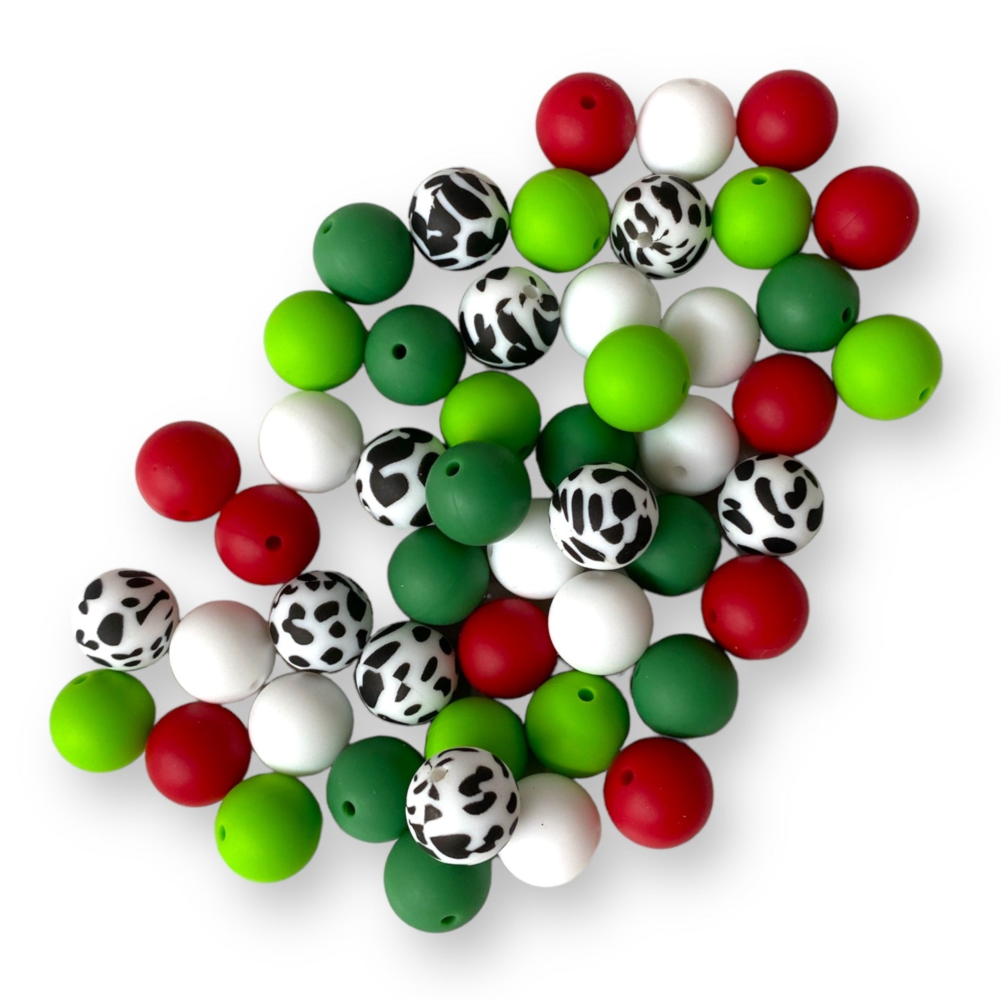 15mm "Moo-y Christmas" 50 Count  Mixed Pack Silicone Beads