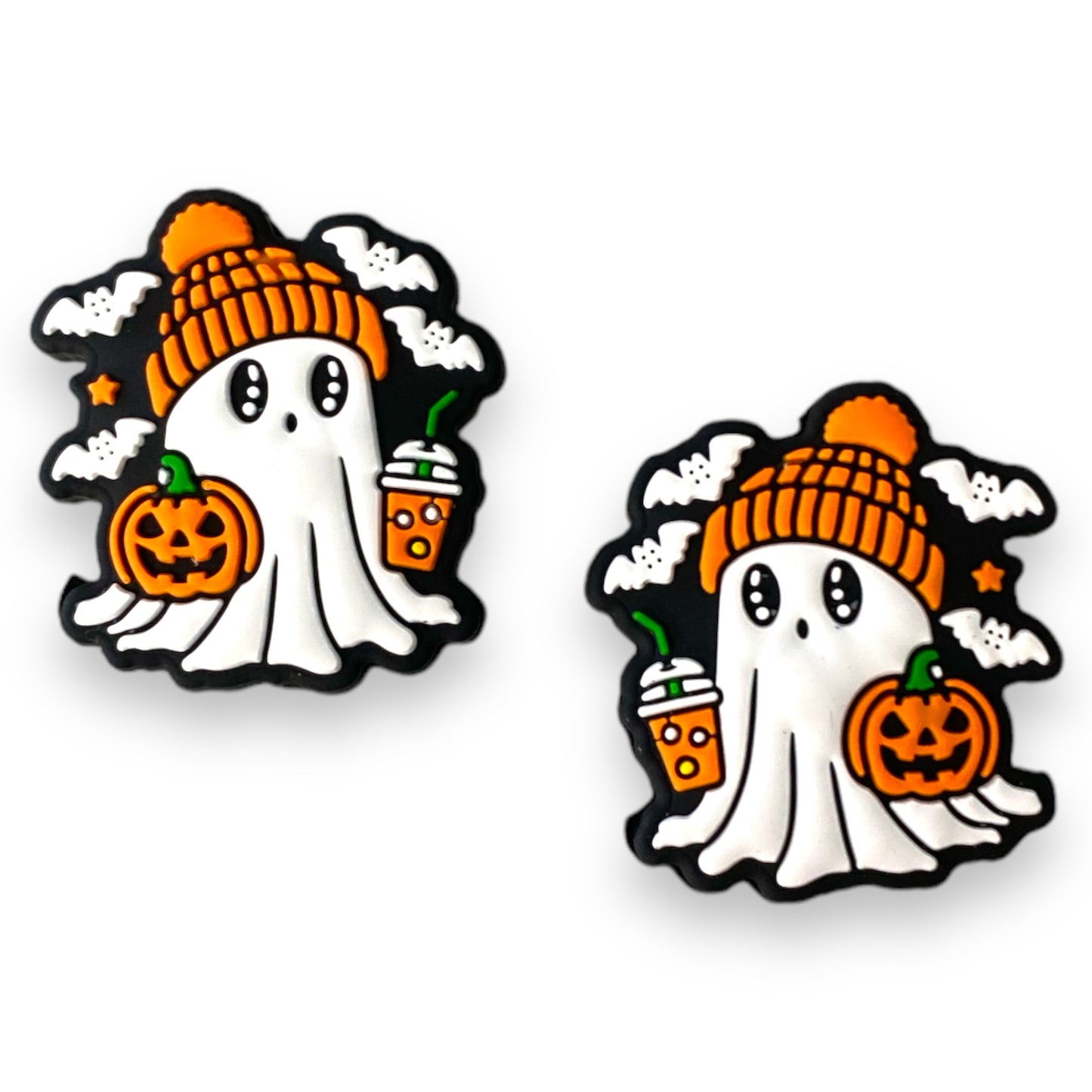 h1001- "Orange Hat Ghost” Silicone (1 Count) Focal Bead