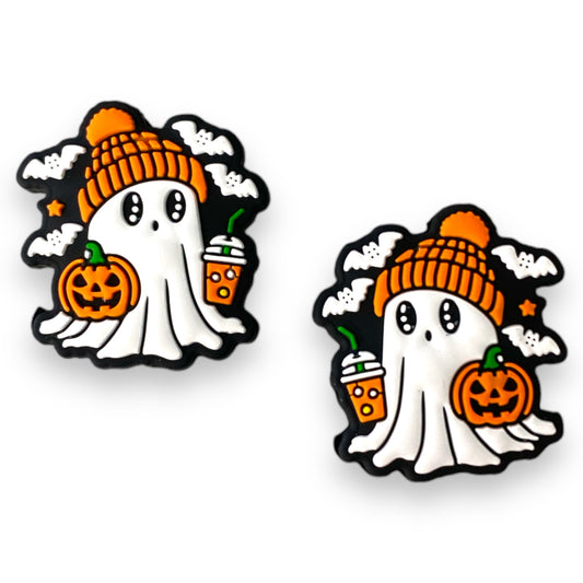 h1001- "Orange Hat Ghost” Silicone (1 Count) Focal Bead