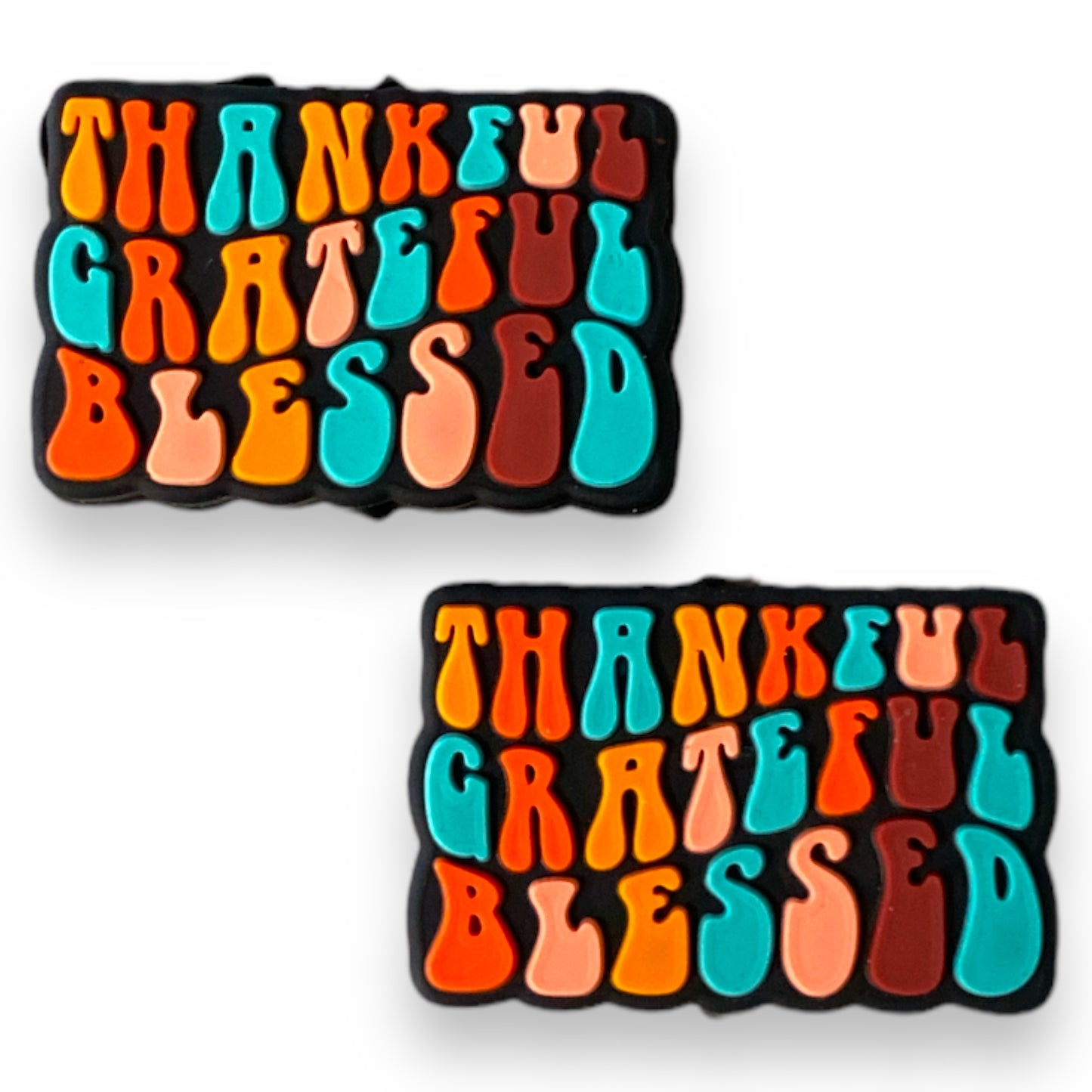 h858- "Thankful Grateful Blessed” Silicone (1 Count) Focal Bead