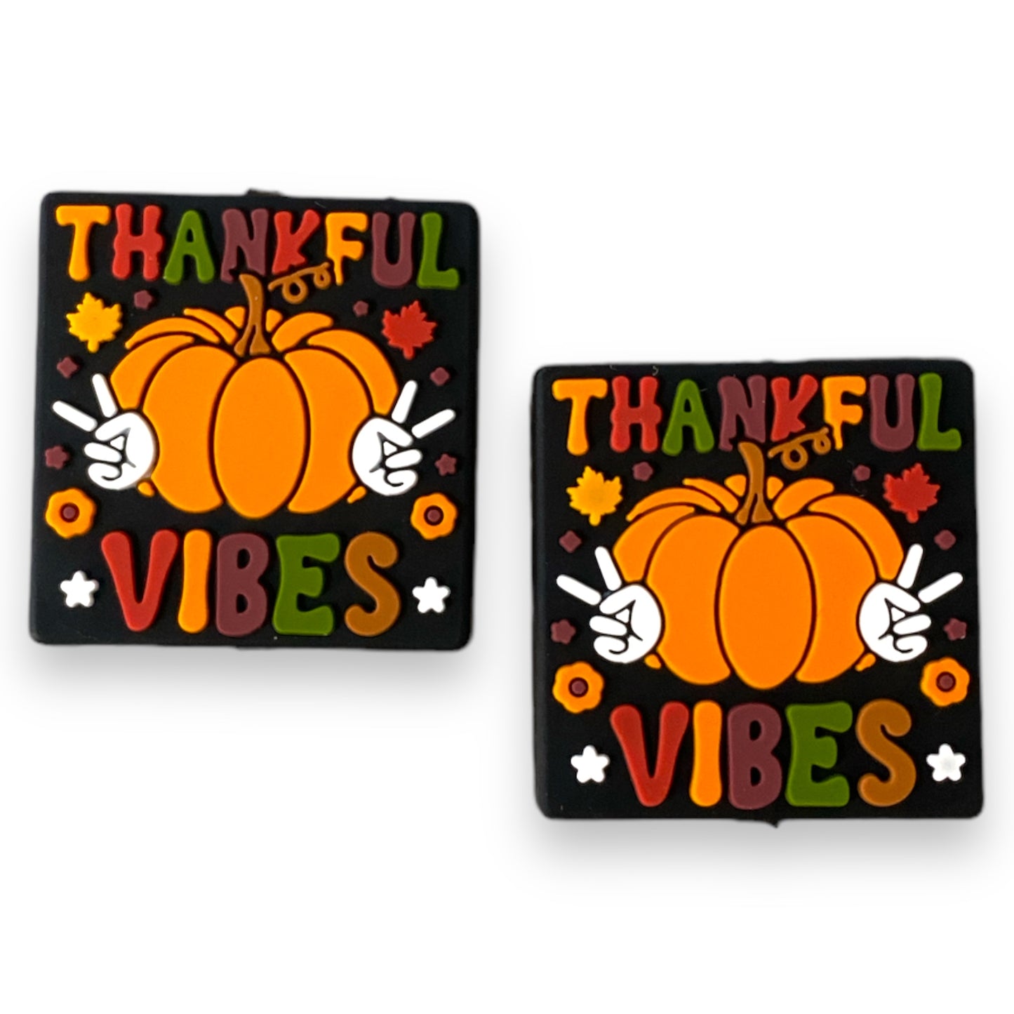 h857- "Thankful Vibes” Silicone (1 Count) Focal Bead