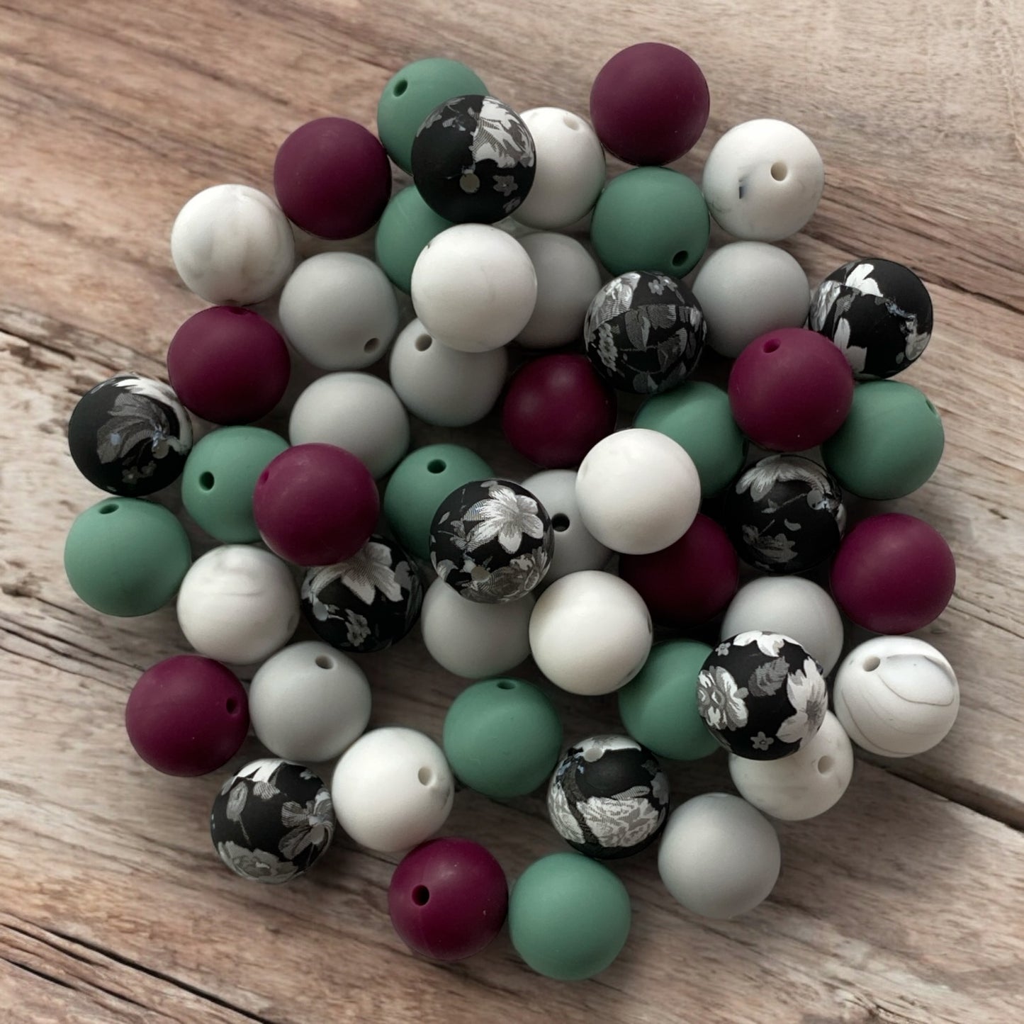 CK-68: 15mm "Dark Flower" Silicone 50 Ct Bead Pack