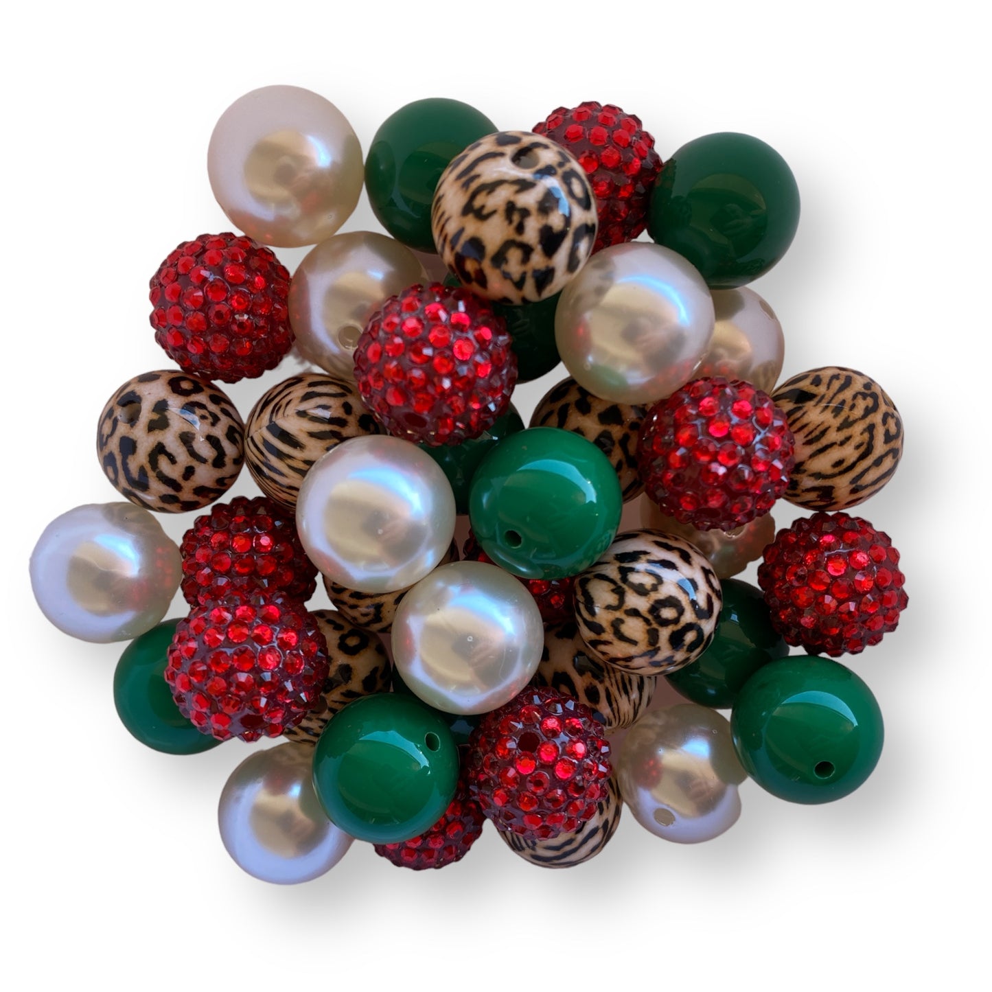 20M-47: 20mm "Christmas Cheetah" Acrylic 50 Ct Bead Pack