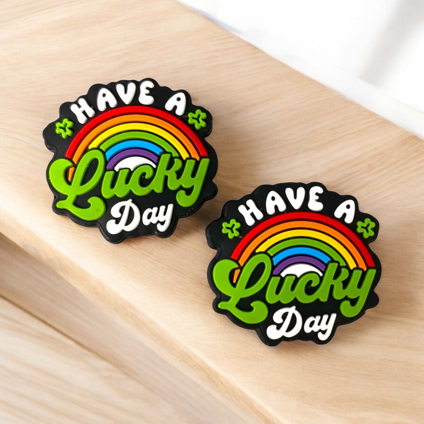 h833 - "Have A Lucky Day” Silicone Focal Bead (1 Count)