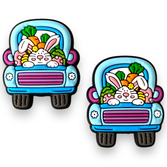 h931 - "Bunny Truck” Silicone Focal Bead (1 Count)