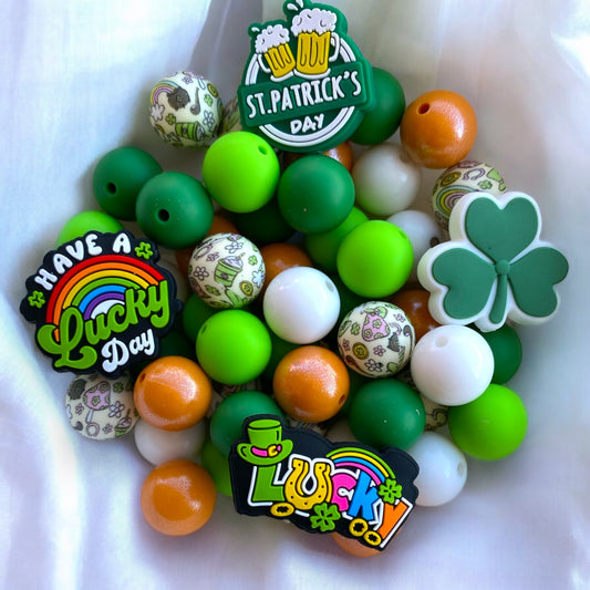 CK - 250 -  15mm "St. Patricks Day Mix" 54 Count  Silicone Bead Pack