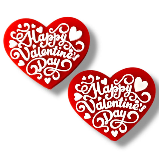 X24-  “Happy Valentine's Day” Silicone Focal Bead (1 Count)
