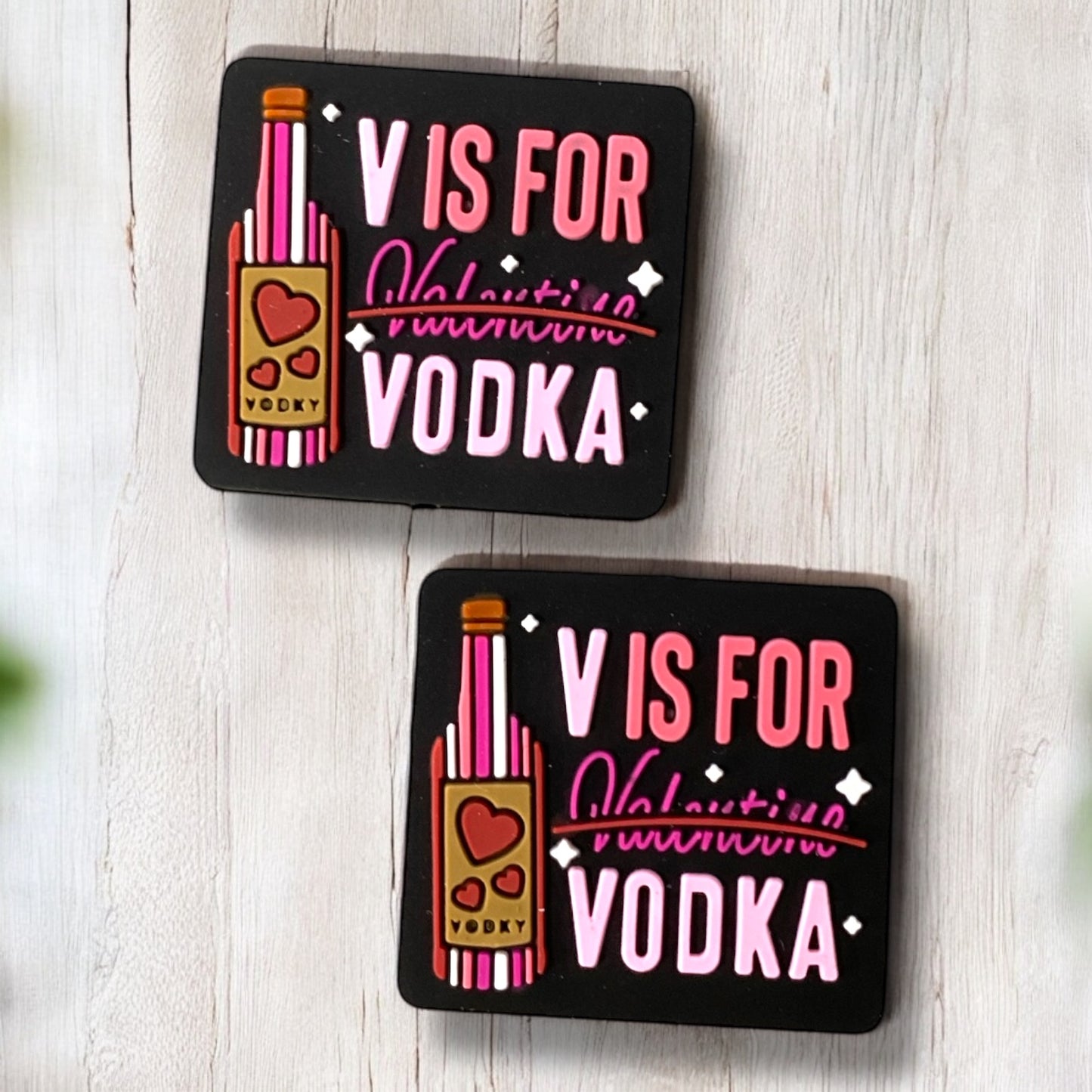 X22-  “V is For Vodka” Silicone Focal Bead (1 Count)