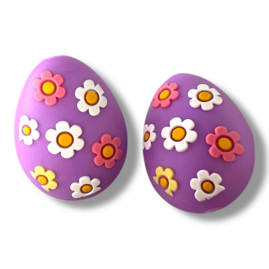 X35-  “Purple 3D Easter Egg” Silicone Focal Bead (1 Count)