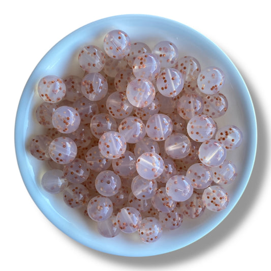 T61 - 15mm "Rose Gold Confetti" Silicone Beads