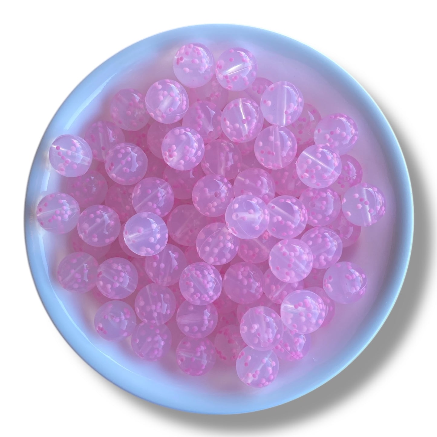 T73 - 15mm "Light Pink Confetti" Silicone Beads