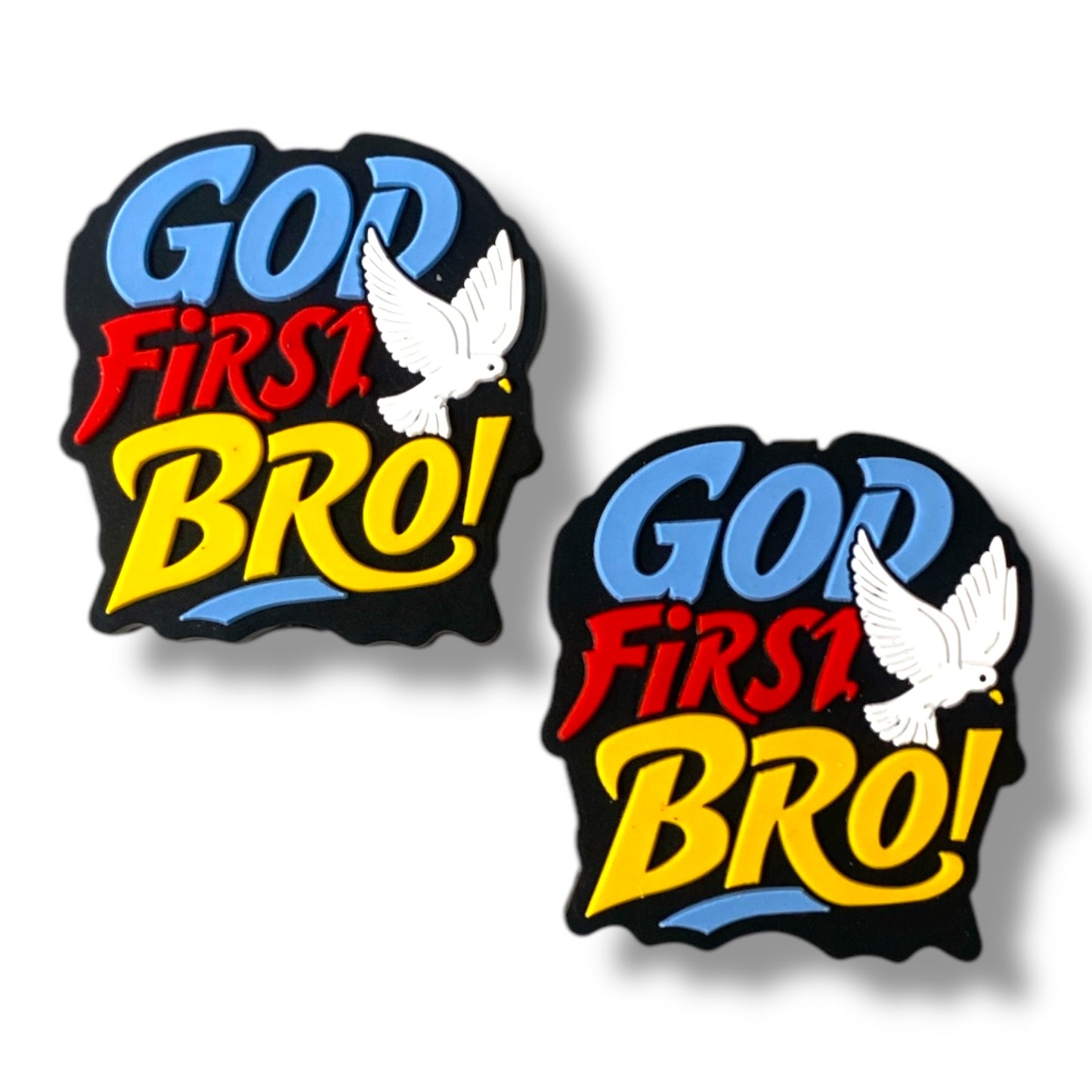 e593 - "God First Bro” Silicone Focal Bead (1 Count)