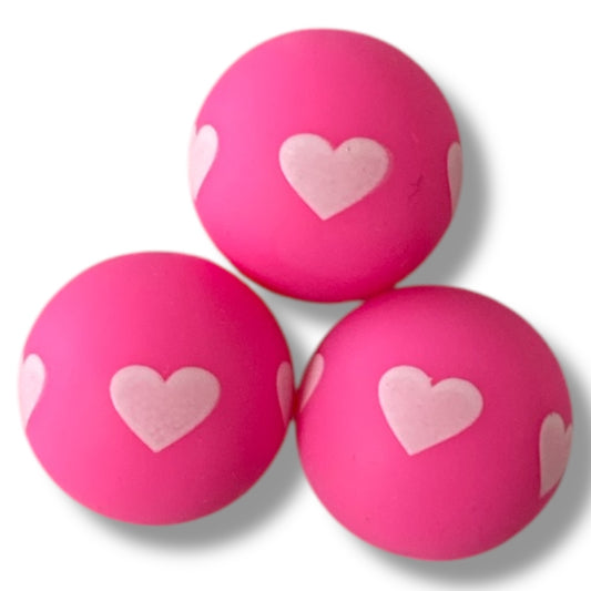 #721 - 15mm "Pink Heart" Silicone Beads