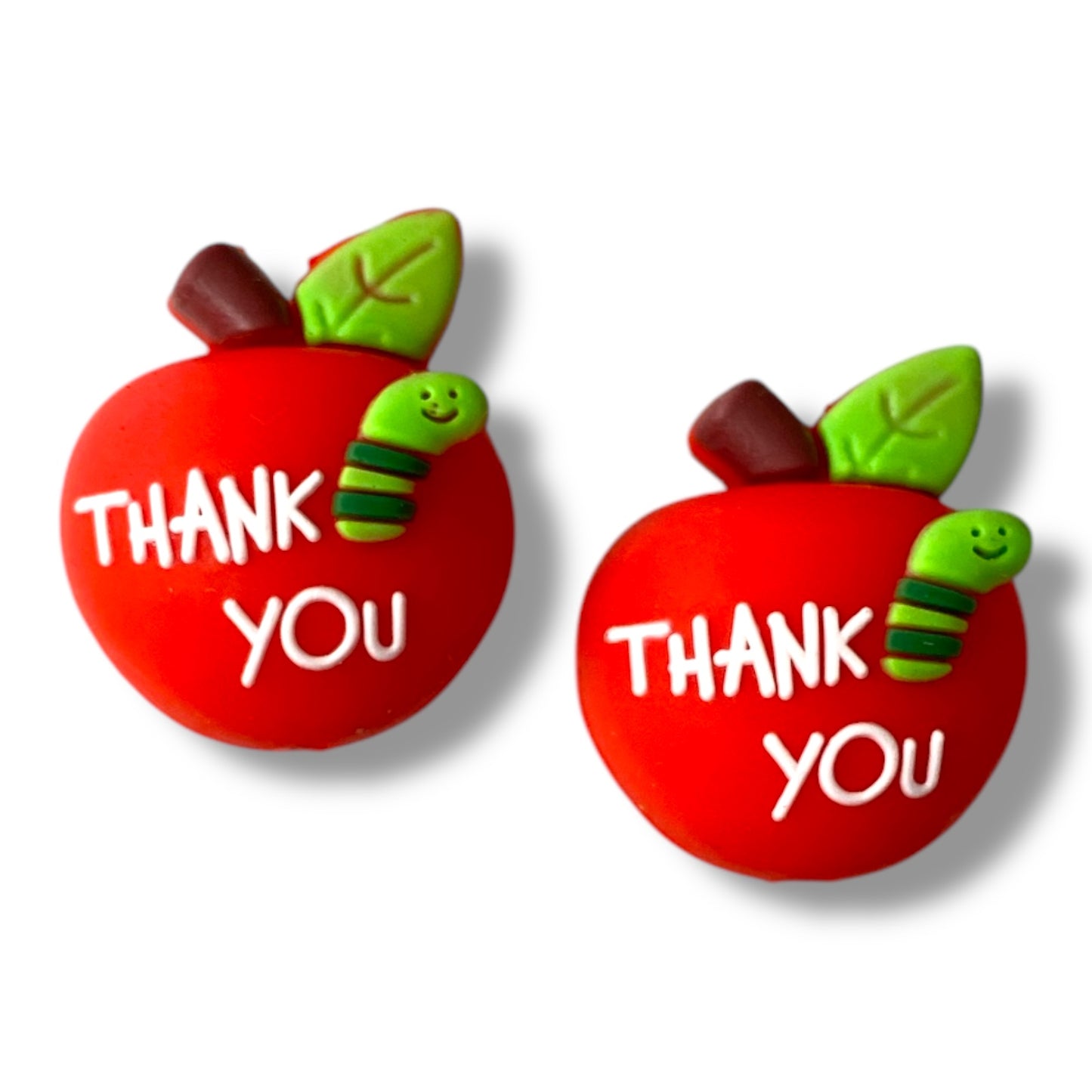 X312- "Teacher / Thank You 3D Apple- Red" Silicone Focal Bead (1 Count)