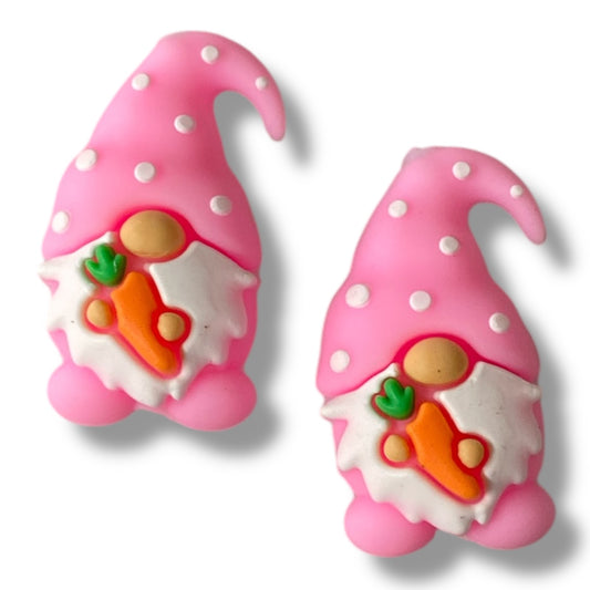 X198- "Pink Easter 3D Gnome" Silicone Focal Bead (1 Count)