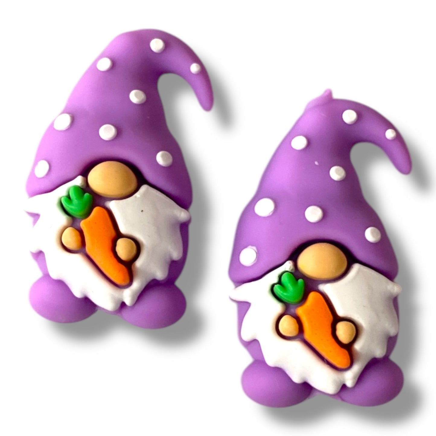 X111- "Purple Easter 3D Gnome" Silicone Focal Bead (1 Count)