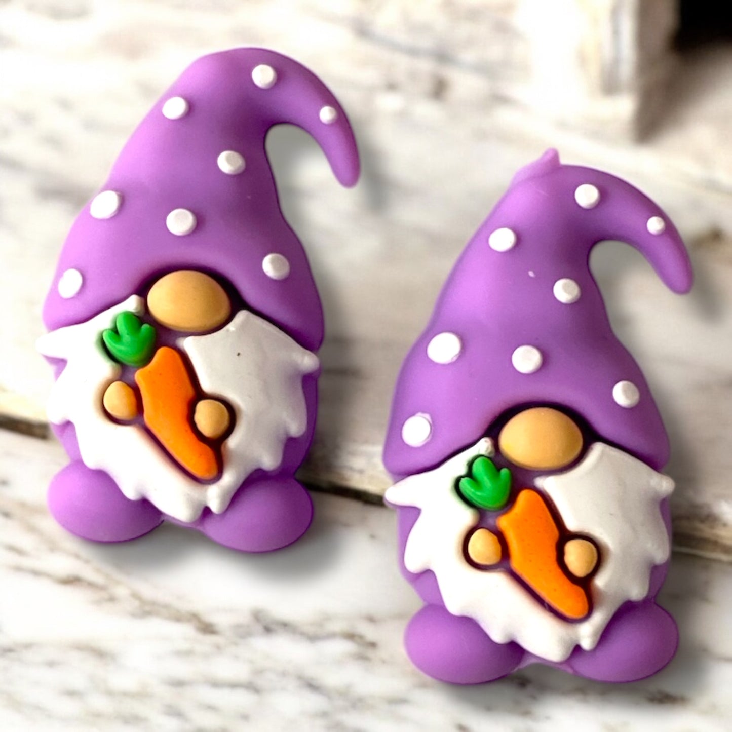 X111- "Purple Easter 3D Gnome" Silicone Focal Bead (1 Count)