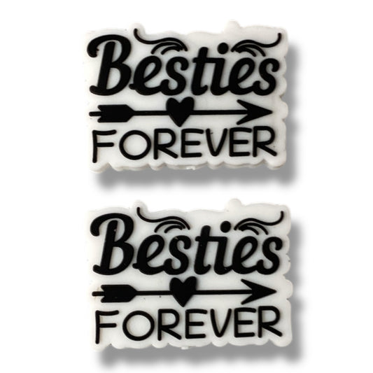 e633 - "Best Friends" Silicone Focal Bead (1 Count)