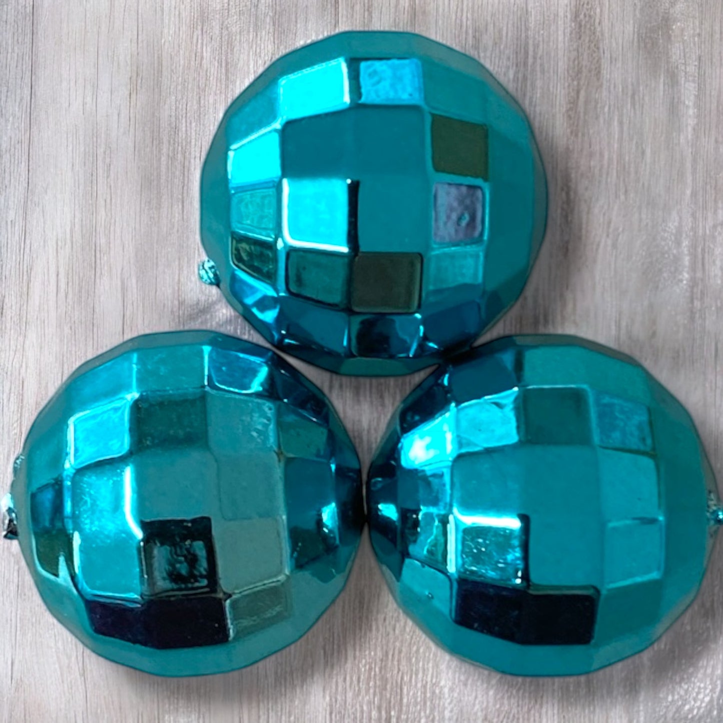 W521- 20mm "Aqua UV Disco Ball" Acrylic Bead (1 Count)