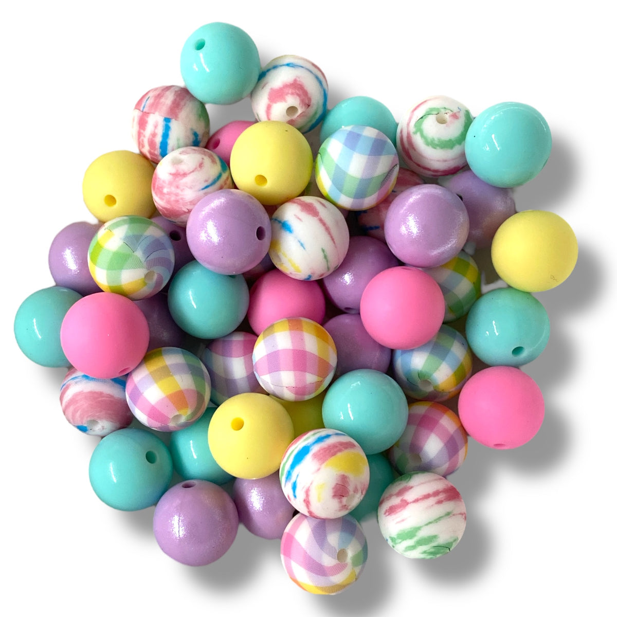 CK- 13 -  15mm Pastel 50 Count Mixed Pack Silicone  Beads