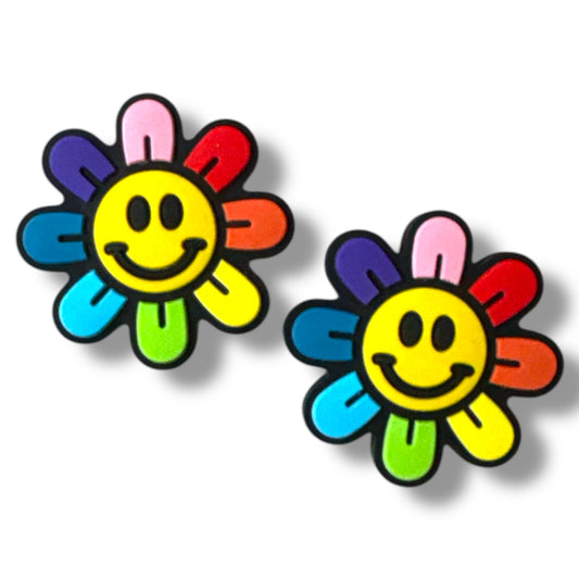 T119- "Multi-Color Happy Flower" Focal (1 Count) Bead Silicone