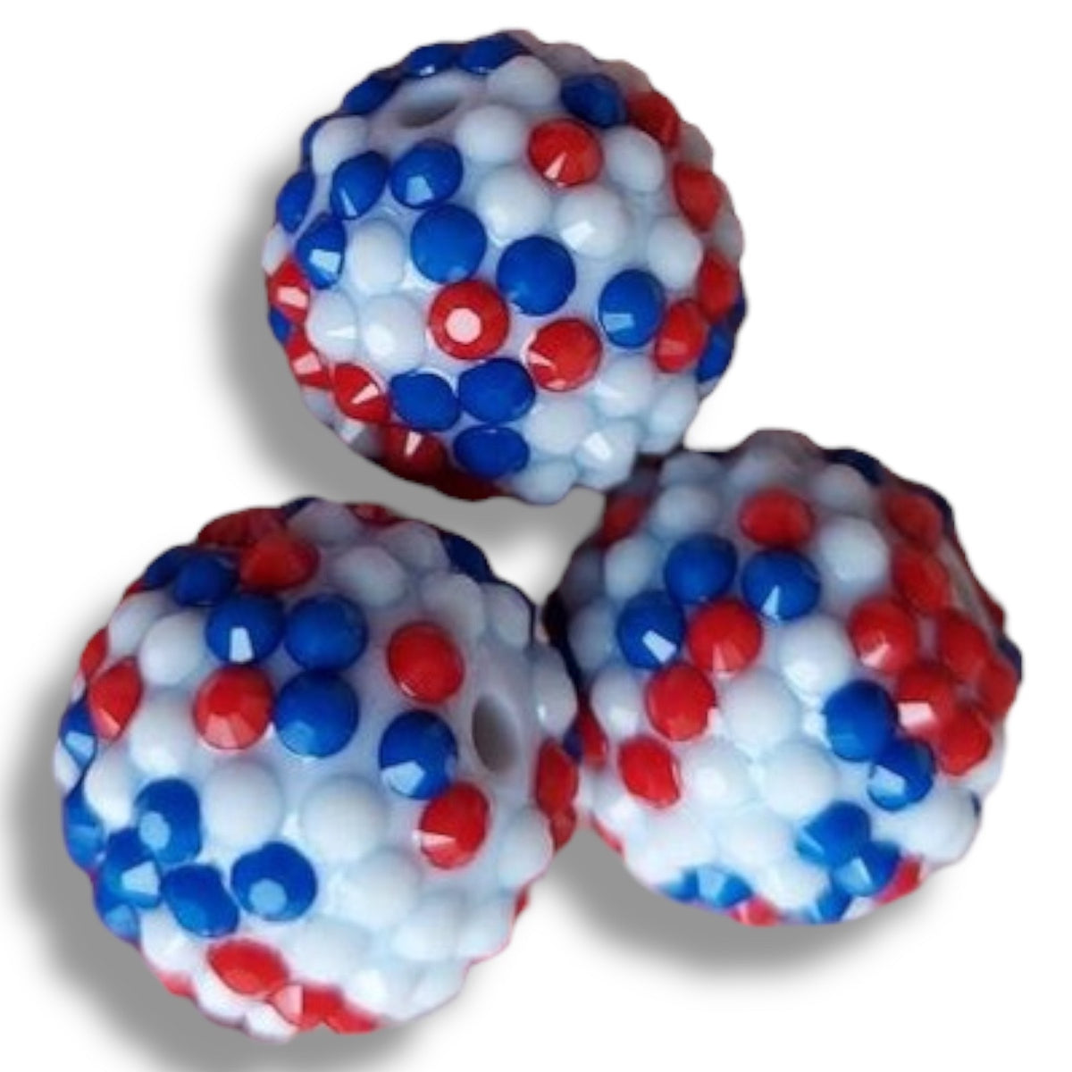 W342 -  20mm Patriotic Jelly Rhinestone  Beads  (1 Count)