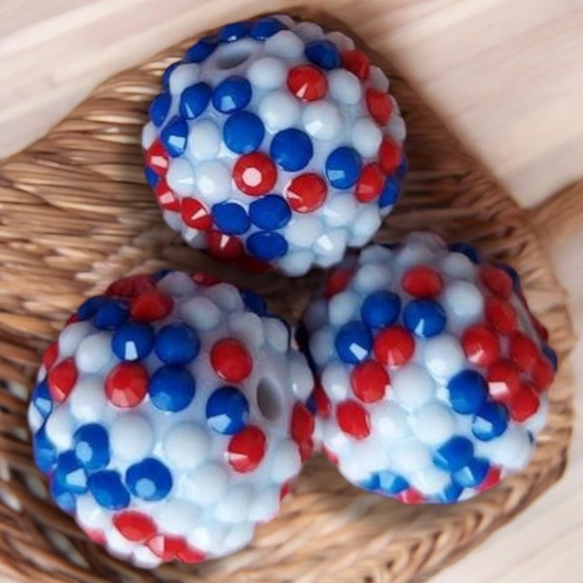 W342 -  20mm Patriotic Jelly Rhinestone  Beads  (1 Count)