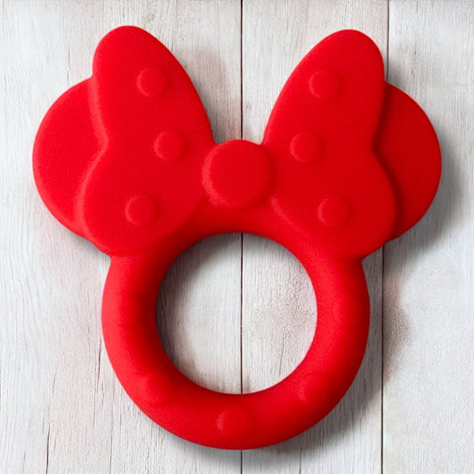 X390- "Red Bow Mouse"  (1 Count) Teether/Pendant Silicone