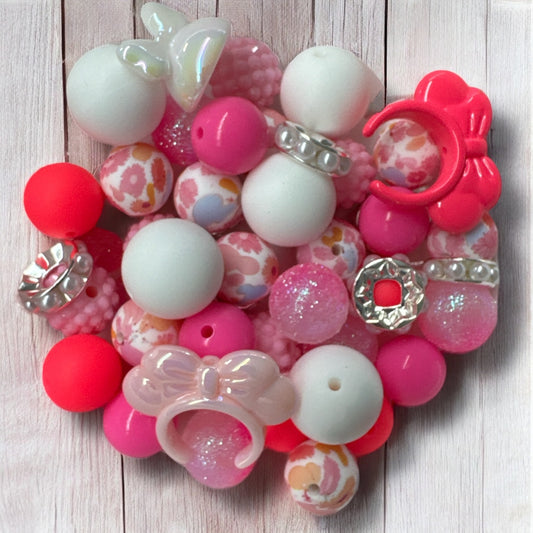 CK- 229-  💖 Pink Mouse Character Inspired – 53 Pc Bead Set 💖
