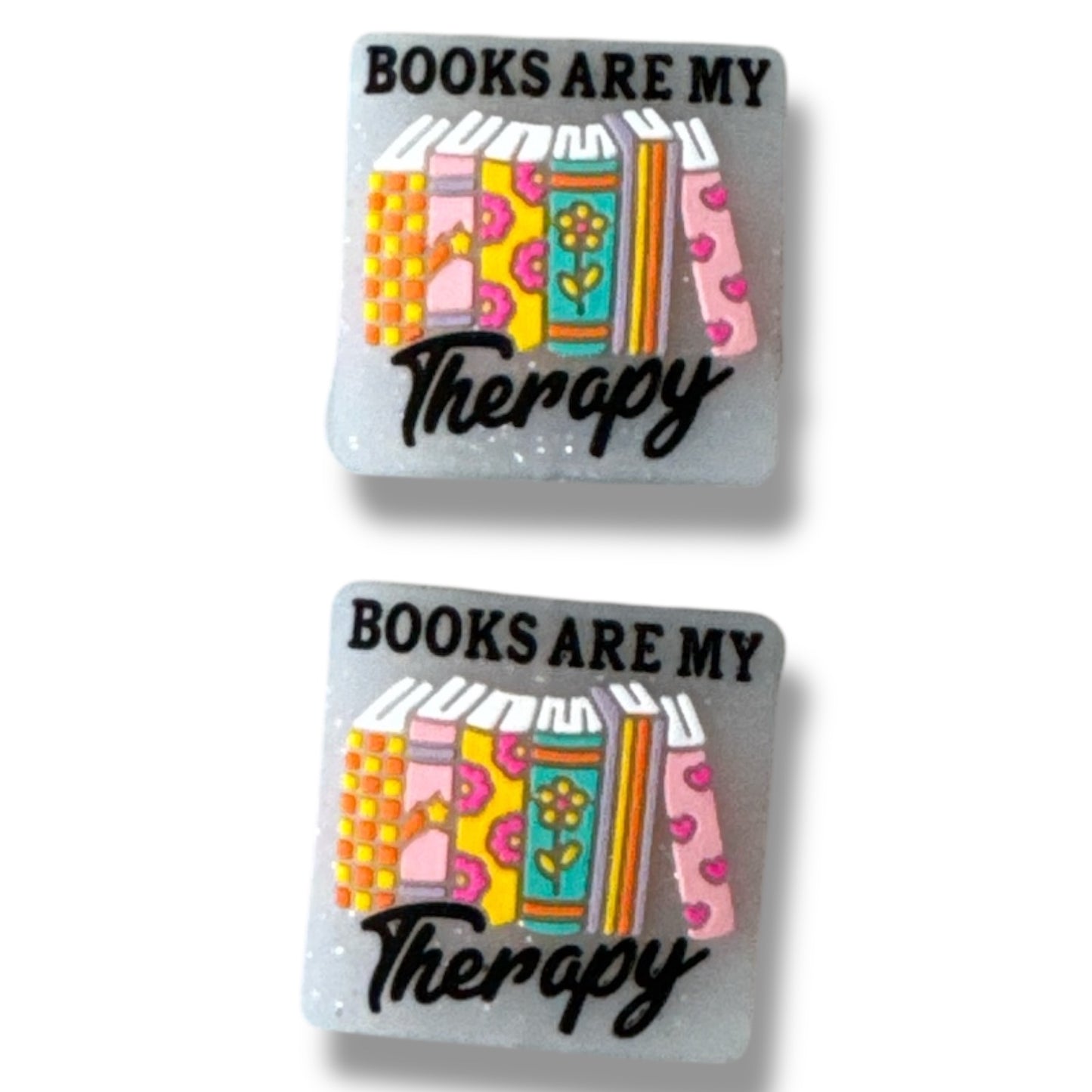 h862 "Books Are My Therapy" Silicone Focal Bead (1 Count)