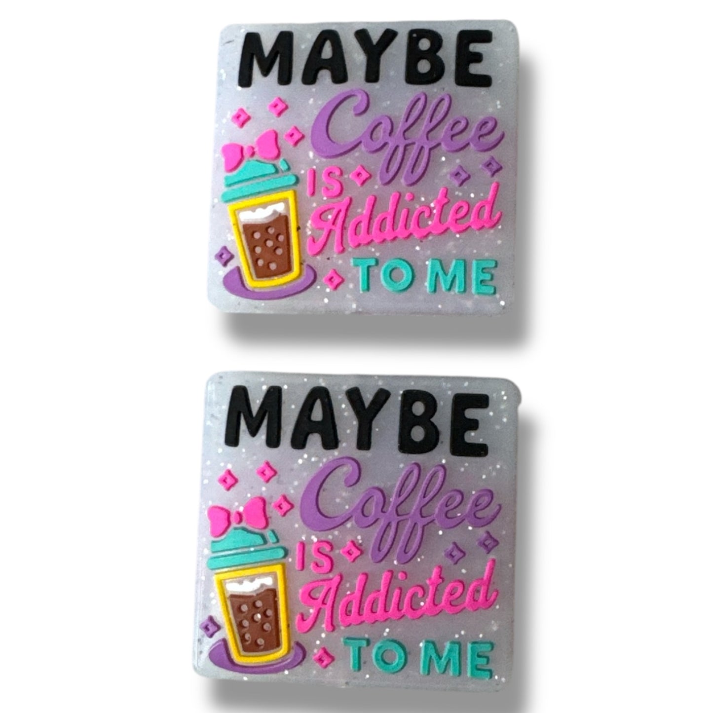 h864 "Maybe Iced Coffee Is Addicted To Me" Silicone Focal Bead (1 Count)