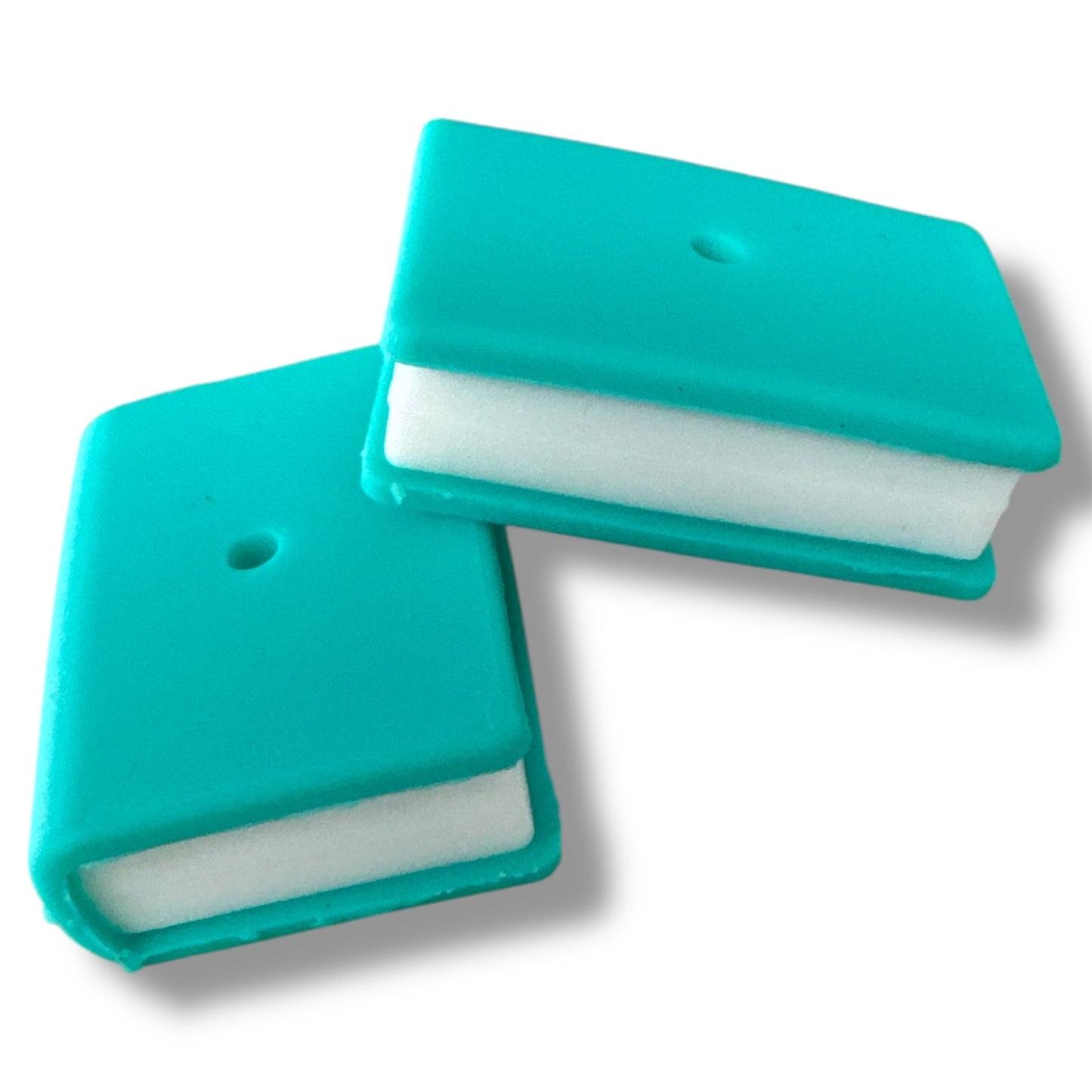 X300-  “3D Book - Aqua” Silicone Focal Bead (1 Count)