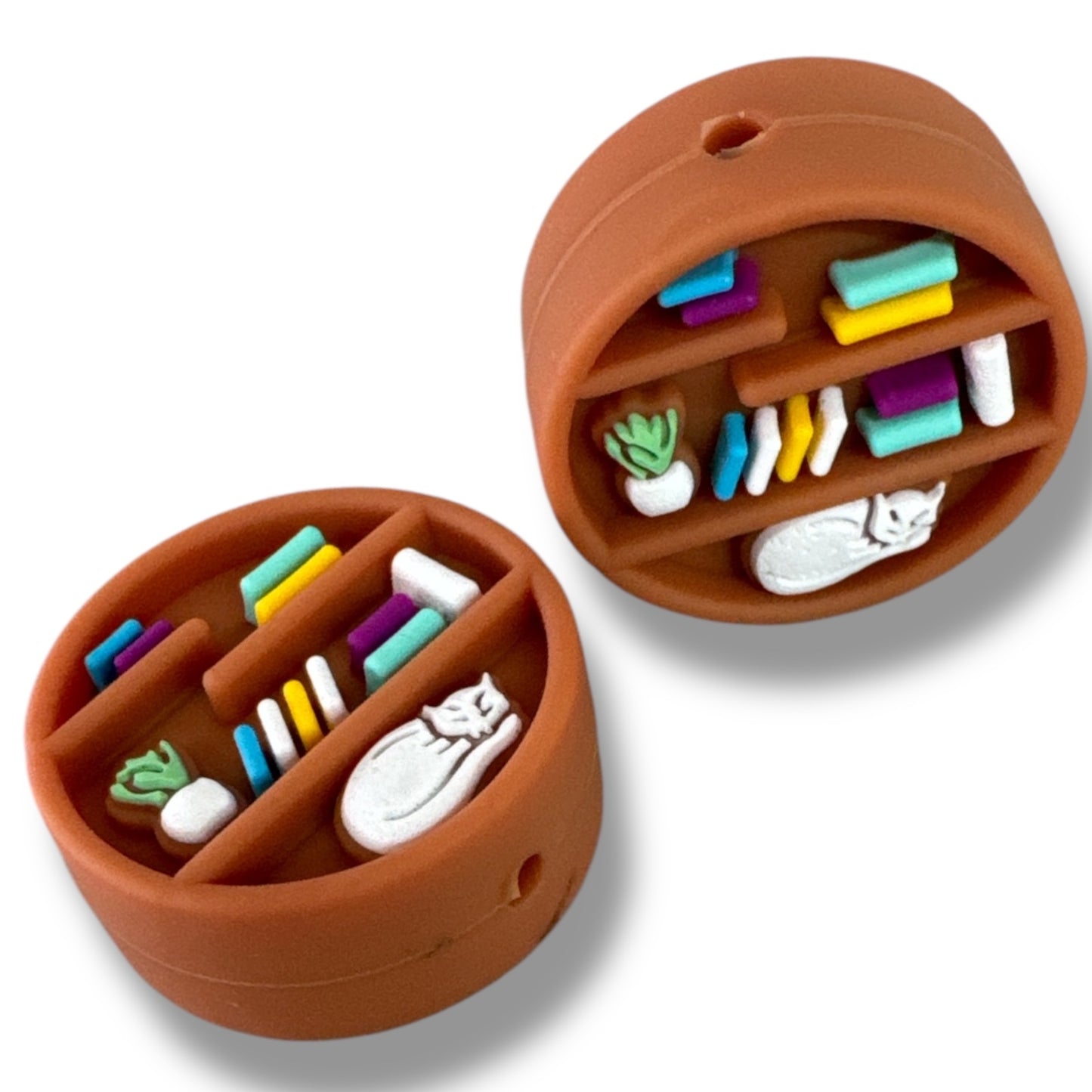 X354-  “3D Bookshelf” Silicone Focal Bead (1 Count)