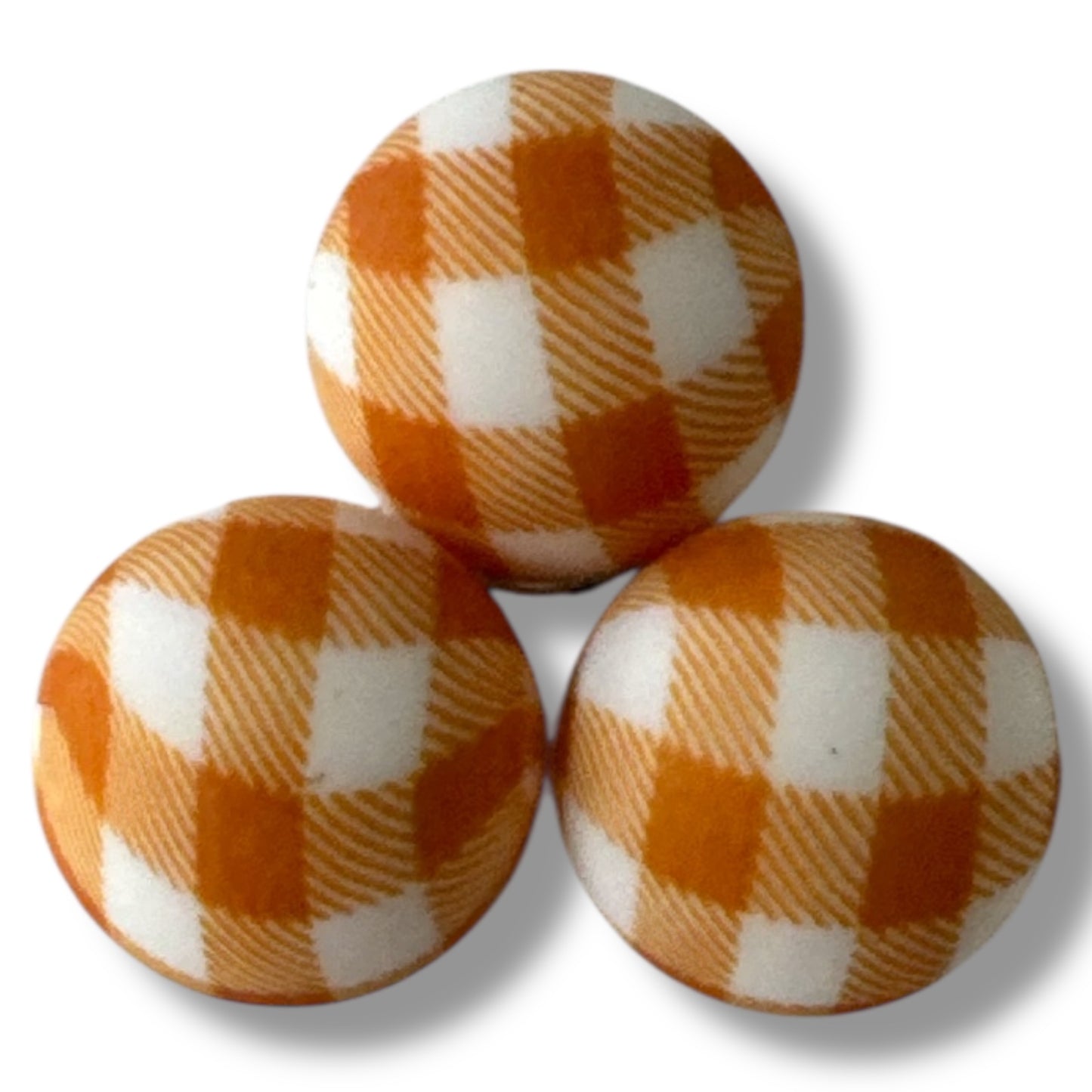 #738 - 15mm "Mustard Plaid" Pattern Silicone Beads