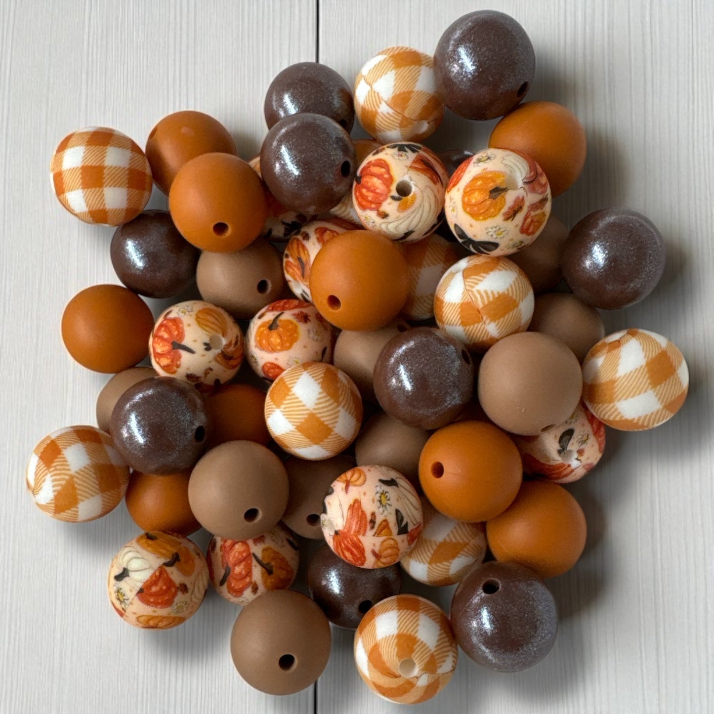 CK- 225-  15mm “Pumpkin Patch” 50 Count Mixed Pack Silicone  Beads