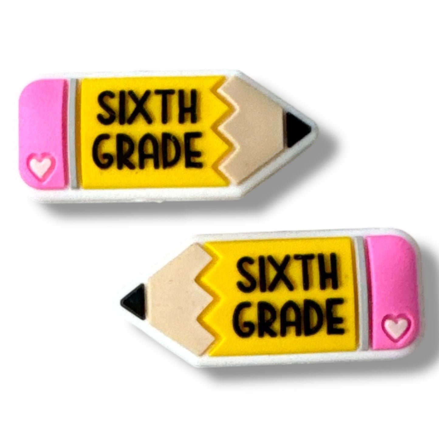 X345-  "Sixth Grade" Silicone Focal Bead  (1 Count)