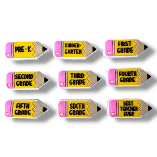 A23-   "Grade- School" Silicone Focal 9 Bead Set