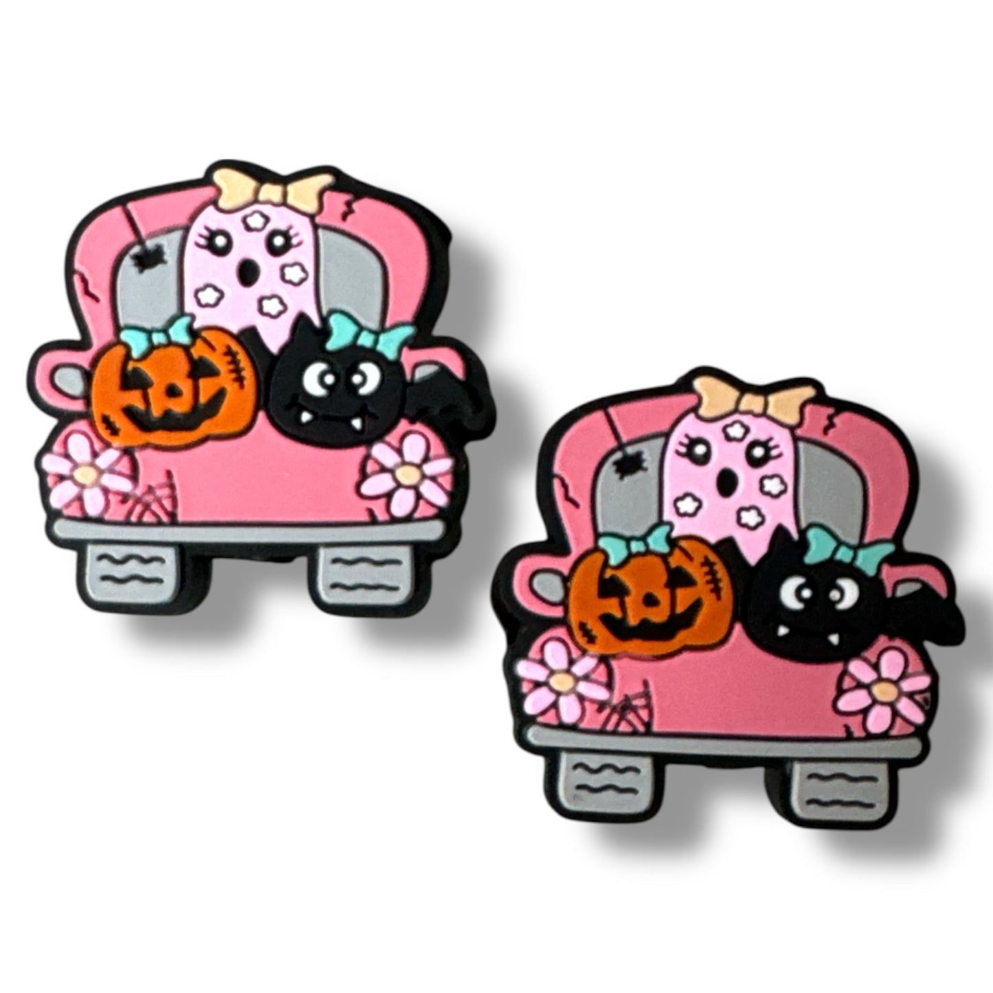 h867 - "Pink Spooky Truck"  Silicone Focal Bead