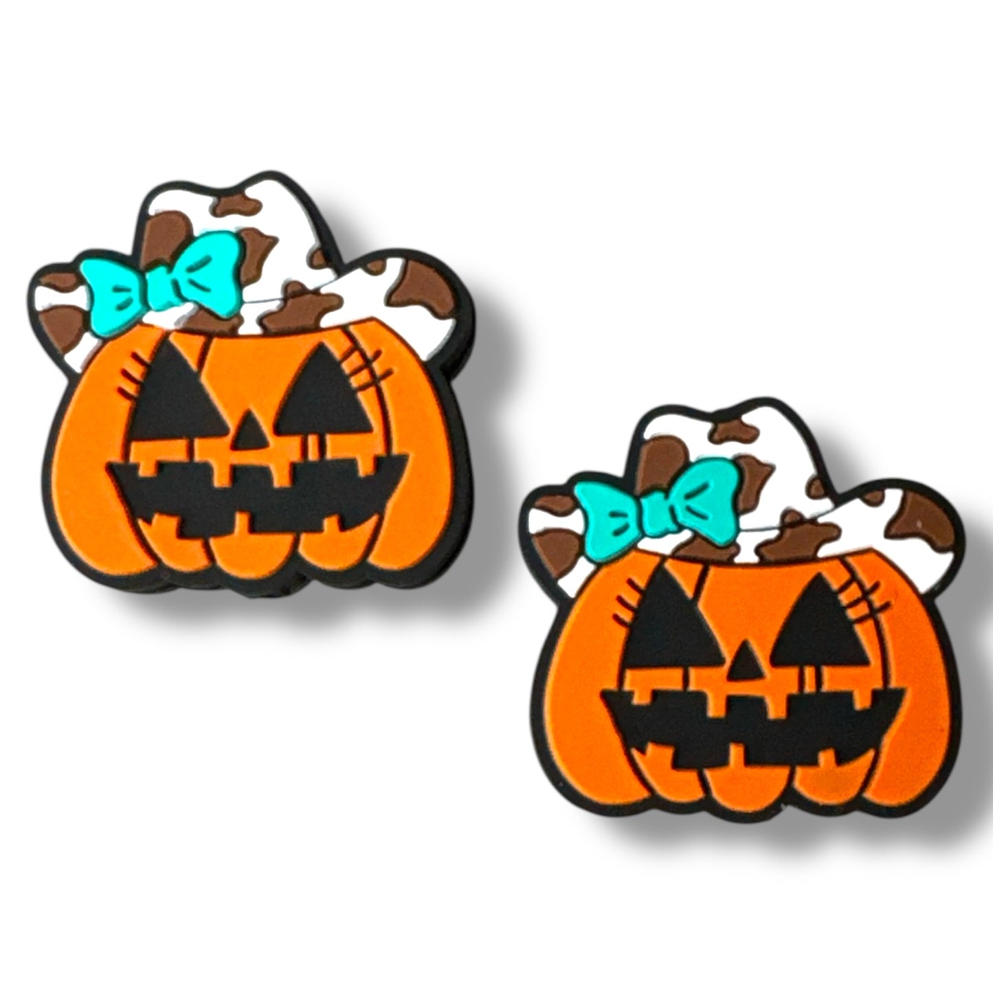 h858 - "Cowboy Jack O' Lantern"  Silicone Focal Bead