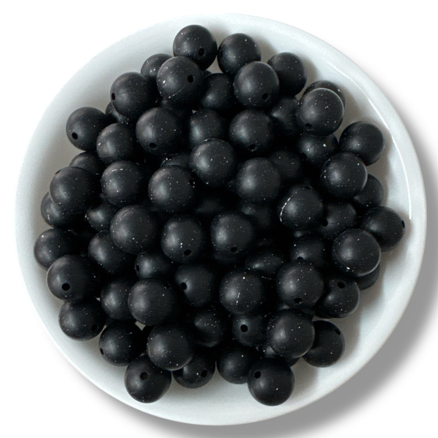 T442 - 15mm  “Black Speckled” Silicone Beads