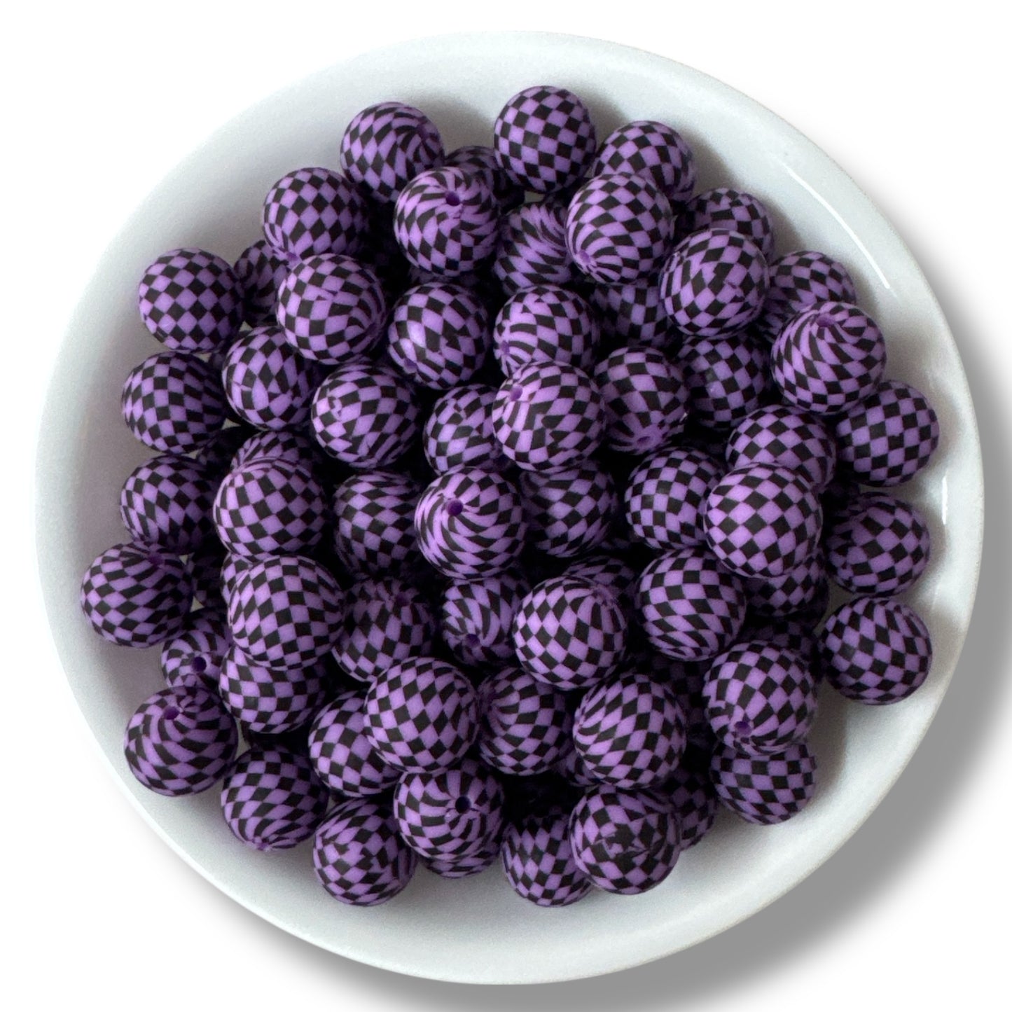T448 - 15mm  “Purple Checkered” Silicone Beads