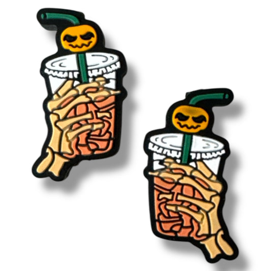 h882- "Spooky Iced Coffee" Silicone Focal Bead