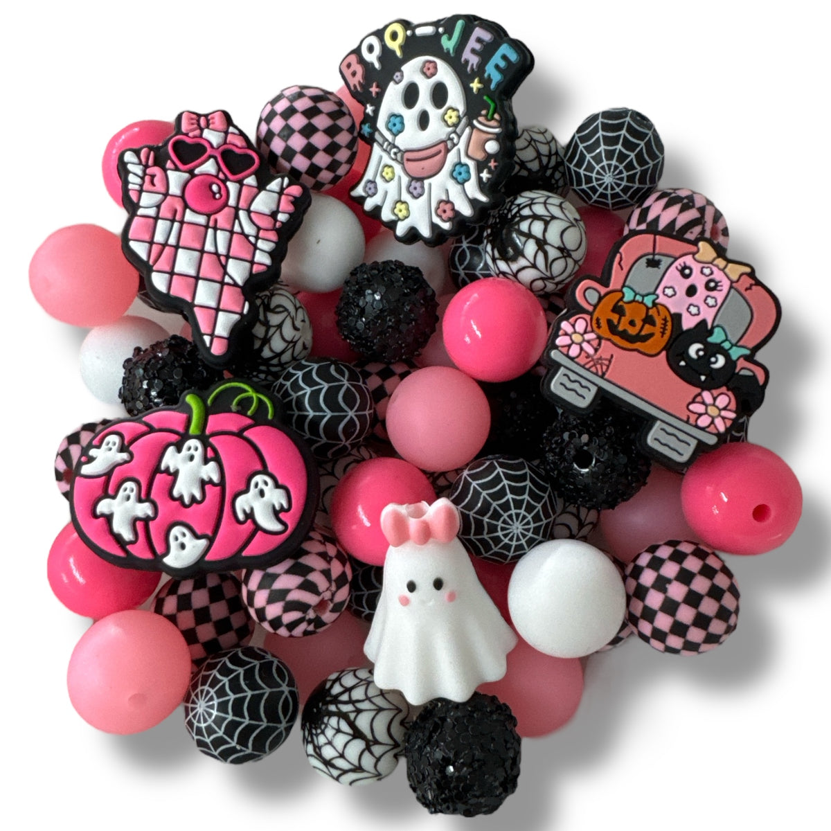 CK- 126-   15mm “Oh Hey Boo” 70 Count Mixed Pack Beads (w/glow beads)
