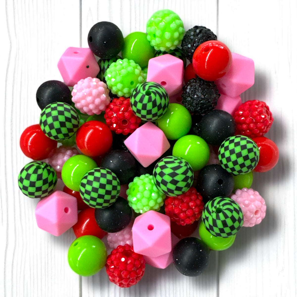 CK- 54-  🍎 15mm “Poison Apple” 74 Count Mixed Pack Beads  🍎