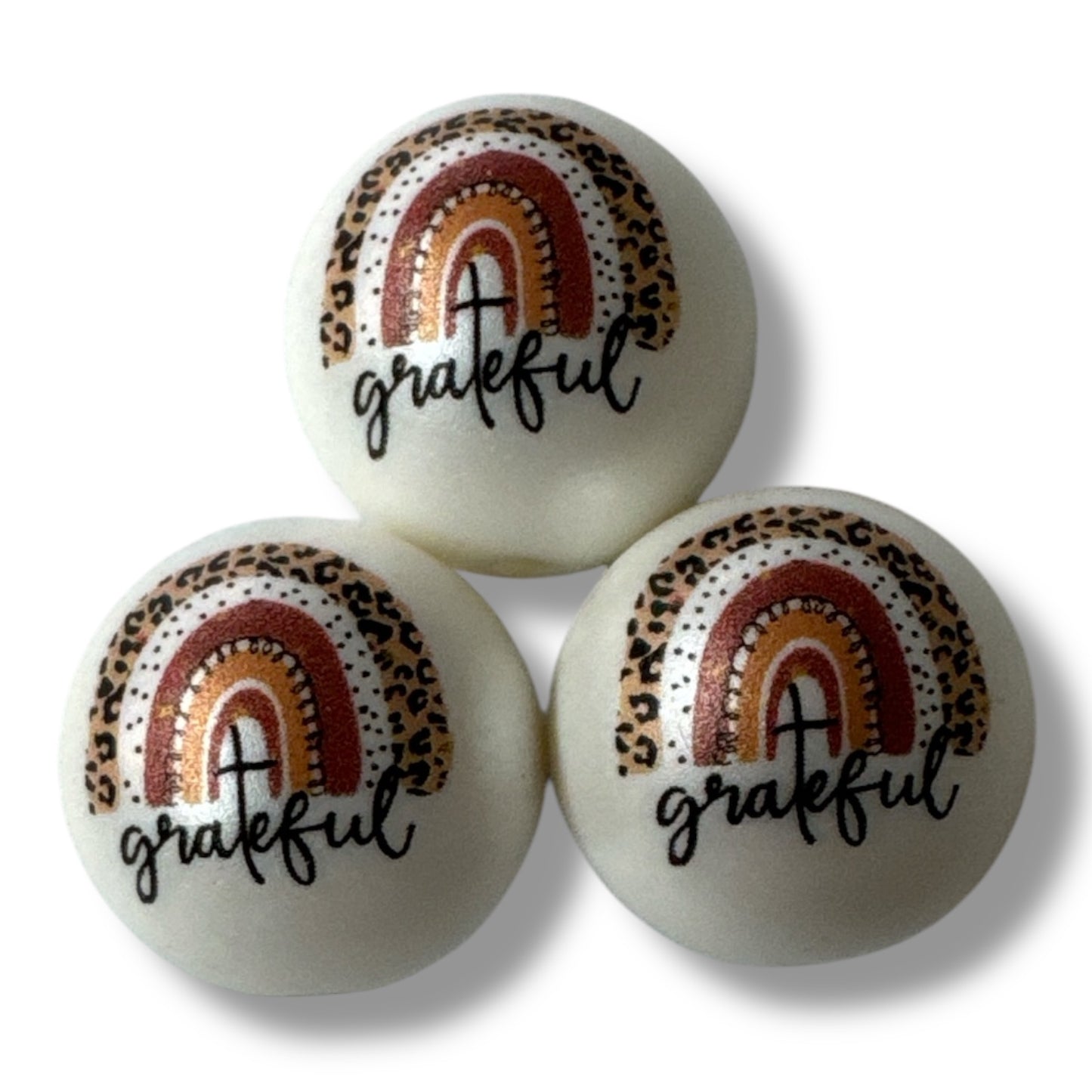 #151- 20mm "Grateful" Printed Acrylic Pearl Bead