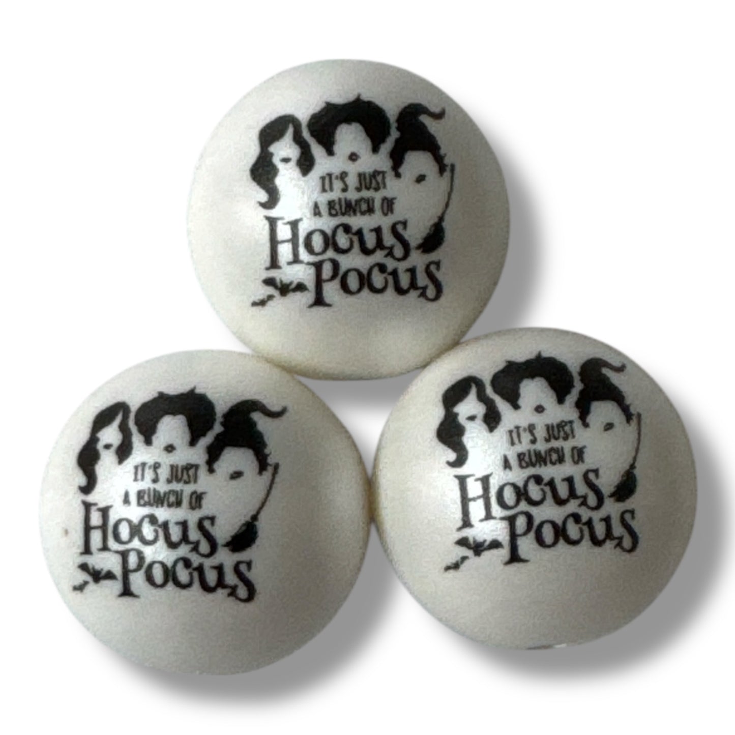 #153- 20mm "It's Just A Bunch of Hocus Pocus" Printed Acrylic Pearl Bead